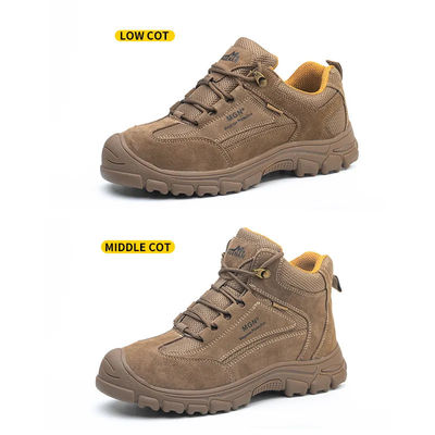 kopen Comfortabele veiligheidsschoenen met staaltoe Mensen Bruine werkschoenen met Kevlar plaat online manufacture