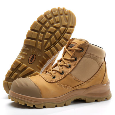 kopen Mid-cut bouwveiligheidsschoenen Echt leer dure veiligheidsschoenen voor zwaar werk online manufacture