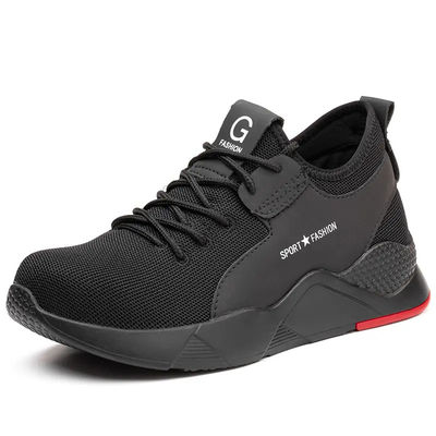 kopen Zwarte mannen'Casual Steel Toe Werkschoenen, Sport Veiligheidschoenen Met Gebreide Stof Boven online manufacture
