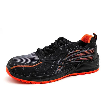 kopen Zwarte ademend Flyknit sneakers Glip Resistent Mens Athletic Steel Toe Shoes online manufacture