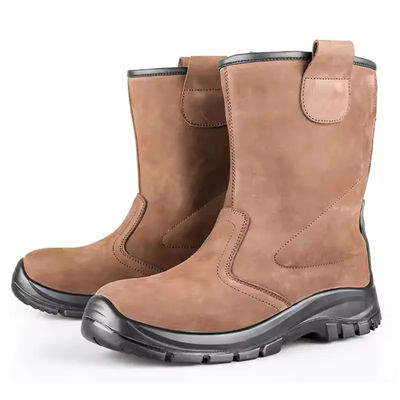 kopen Bruine Nubuck knie hoge laarzen waterdichte oliebestendige schoenen online manufacture