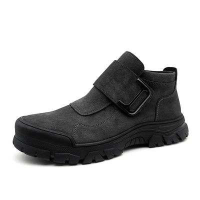 kopen Suede leer schoenen zonder veters industriële staal toe las schoenen anti-impact online manufacture