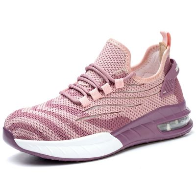 kopen Roze kantoor staal toe schoenen glijbestendige sport schoenen voor vrouwen online manufacture