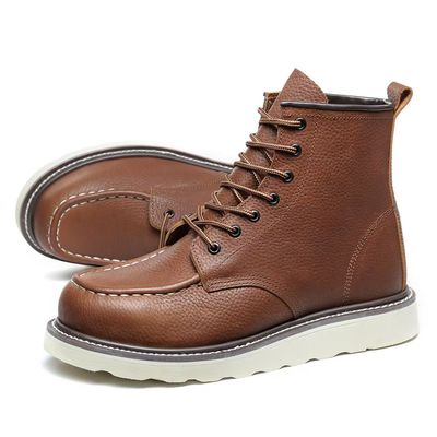 kopen Modieus staal toe werk laarzen glijvast Mid Top Lederschoenen Unisex online manufacture