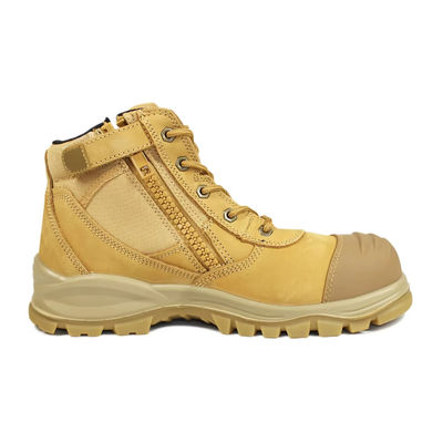 kopen Nubuck Leer Zip Side Lace Up Anti Slip TPU Outsole Steel Toe Wandelschoenen online manufacture