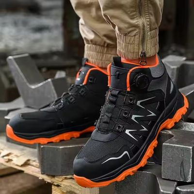 kopen Oranje Microfiber Veiligheidslaarzen voor mannen Stalen Toe Kevlar Middesool Anti-smashing Werklaarzen online manufacture