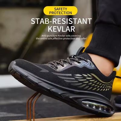 kopen Flyknit-veiligheidschoenen voor industriële werkzaamheden met luchtkussende zool en Kevlar-midzool online manufacture