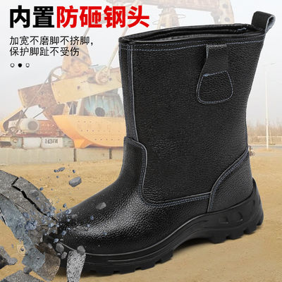 kopen Kevlar veiligheidsschoenen met middenzool van koeienleer Echte leer werklaarzen met staaltoe online manufacture
