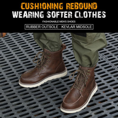 kopen Kevlar midsole rubber werk schoenen in bruine koeienhuid voor superieure veiligheidskenmerken online manufacture