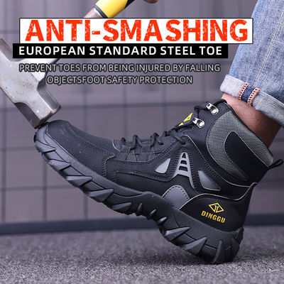 kopen Microfiber leer vliegende gebreide veiligheidsschoenen Kevlar middenzool Stalen toe veiligheidsschoenen Rubber werk schoenen online manufacture