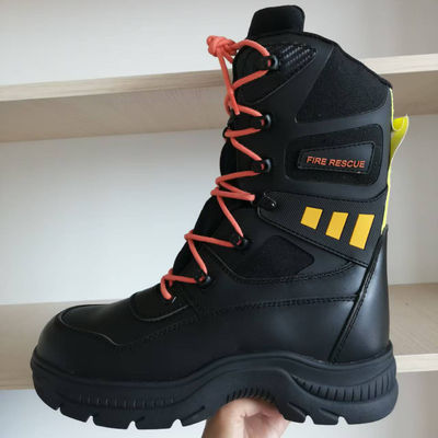 kopen Zwarte vacht leer werk brandweer veiligheid schoenen rubberen zool stalen teen online manufacture