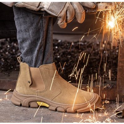 kopen Mensen Suede Kevlar Staal Toe Welding Safety Shoes Anti Smashing Rubber Werk online manufacture