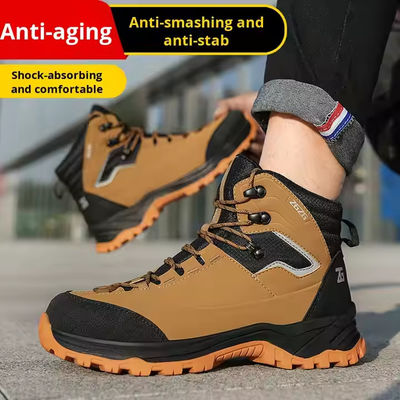 kopen Bruin / Groen / Zwart OEM Veiligheidswerkschoenen Microvezel Leer Stalen Neus Kevlar Middenzool Werkschoenen Rubberen Zool online manufacture