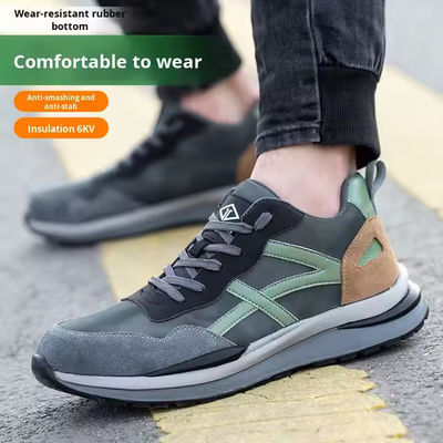 kopen Rubberen zool Suede Microfiber Constructie Veiligheidschoenen Met Standaard Stalen Toe En Kevlar Middesool online manufacture
