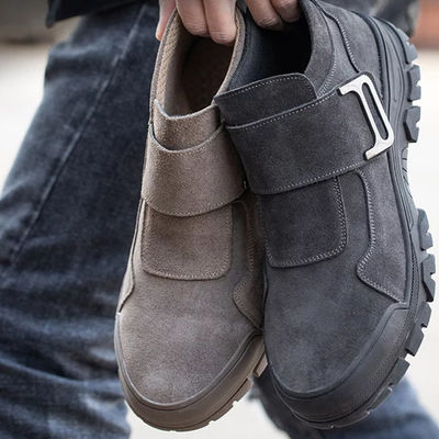 kopen Comfortabele veiligheidsschoenen voor mannen met laswerk Suede werklaarzen met rubberen zool Gevoelknop Kevlar online manufacture