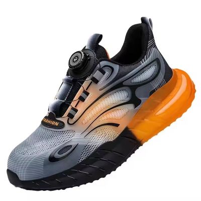 kopen Summer BOA Rotating Button Work Shoes KPU Flying Knit Comfortable Safety Shoes Kevlar Anti-stab TPU Popcorn Shoe Sole Work Shoes online manufacture