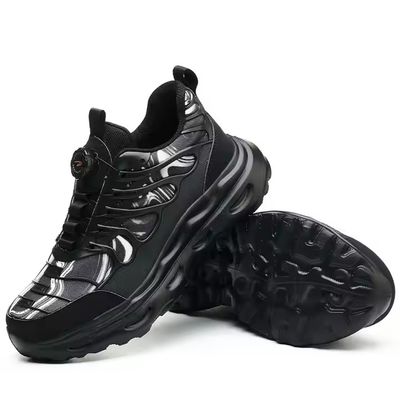kopen Black BOA Rotating Button Work Shoes Flying Knit TPU Safety Shoes Kevlar Anti-stab EVA Sole Work Shoes online manufacture