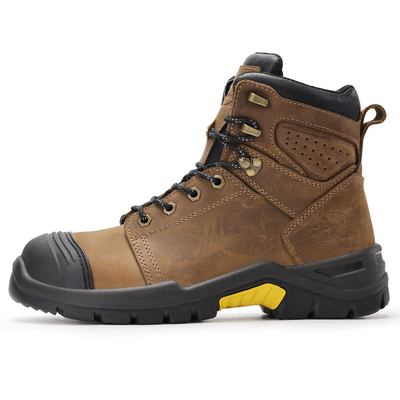 kopen Brown Microfiber Leather Safety Boots with Rubber Sole and European Standard for Maximum Protection Security Work Boots online manufacture