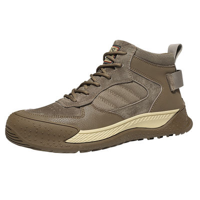 kopen Beige Suede Industrial Safety Shoes Khaki Anti-smashing Steel Toe Work Shoes Bulletproof Kevlar Mid Sole Rubber Sole online manufacture