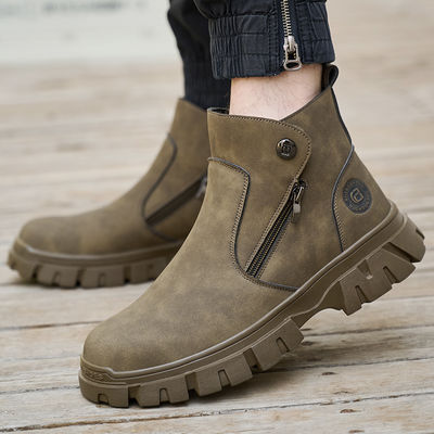 kopen Wheat Men's Welding Safety Shoes With Steel Toe Safety Boots Microfiber Leather Work Boots With Rubber Sole Anti-stab Kevlar Work Shoes online manufacture