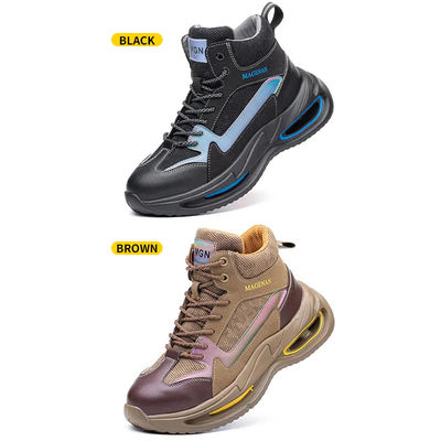 Verzetting veiligheidsschoenen met Kevlar Plate Geel lichtgewicht stalen teen laarzen