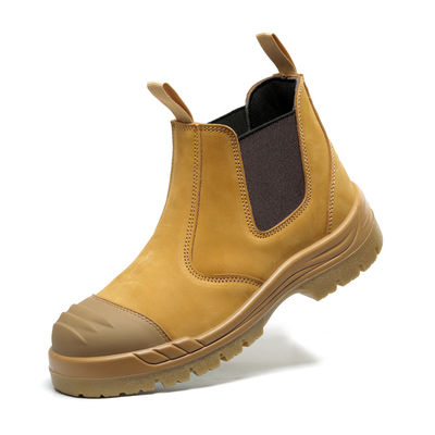 Steel Tip Chelsea veiligheidsschoenen Bruine koe Split Lederschoenen Voor mannen