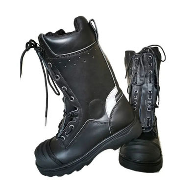 Duurzame brandweerschoenen Zwarte brandweerschoenen van staal voor brandbestrijding