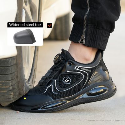 Zwarte veiligheidsschoenen met draaiknop met Kevlar middesool en rubberen zool
