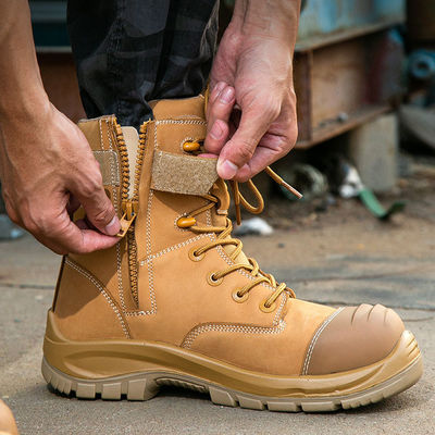 Koren koeienhuid Rubberen zool Glasvezel Toe Beveiligingswacht Werkschoenen Anti Smashing Kevlar Anti-proof Werkschoenen