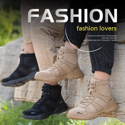 Veiligheidswerklaarzen Microfiber Mensen Veiligheidslaarzen Stalen Toe Kevlar Mid-zool Anti-smashing Rubber Werklaarzen