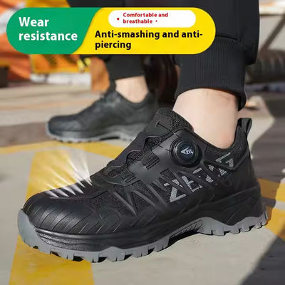 Industriële veiligheidsschoenen KPU+Vliegend gebreide werk schoenen Rubberen zool Kevlar Middenzool Stalen teen tegen steken BOA Roterende knoppen Veiligheidschoenen