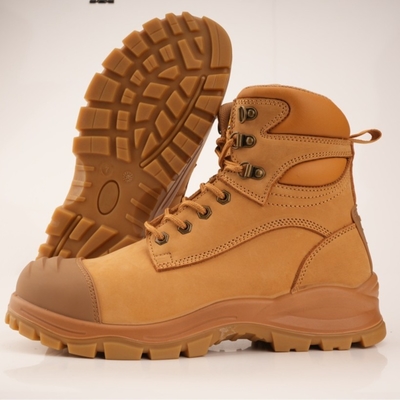 OEM Wheat PU+TPU Wok Schoenen Nucuck Veiligheidslaarzen Stalen Toe Stalen Middenzool Veiligheidslaarzen Martin Werklaarzen